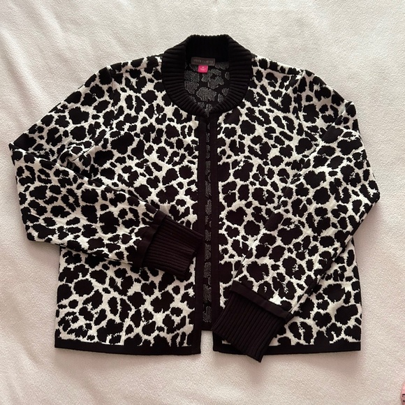 Vince Camuto Leopard Print Short Open Front Cardigan, Sz XS - Picture 6 of 12